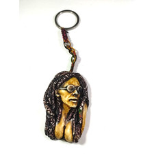 Hippy Woman Resin Keychain Beaded