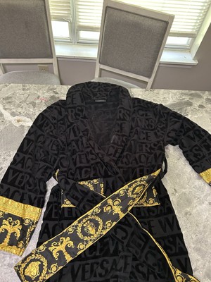 Versace Baroque Bathrobe Black Medusa Size XL Unisex Long AUTHENTIC