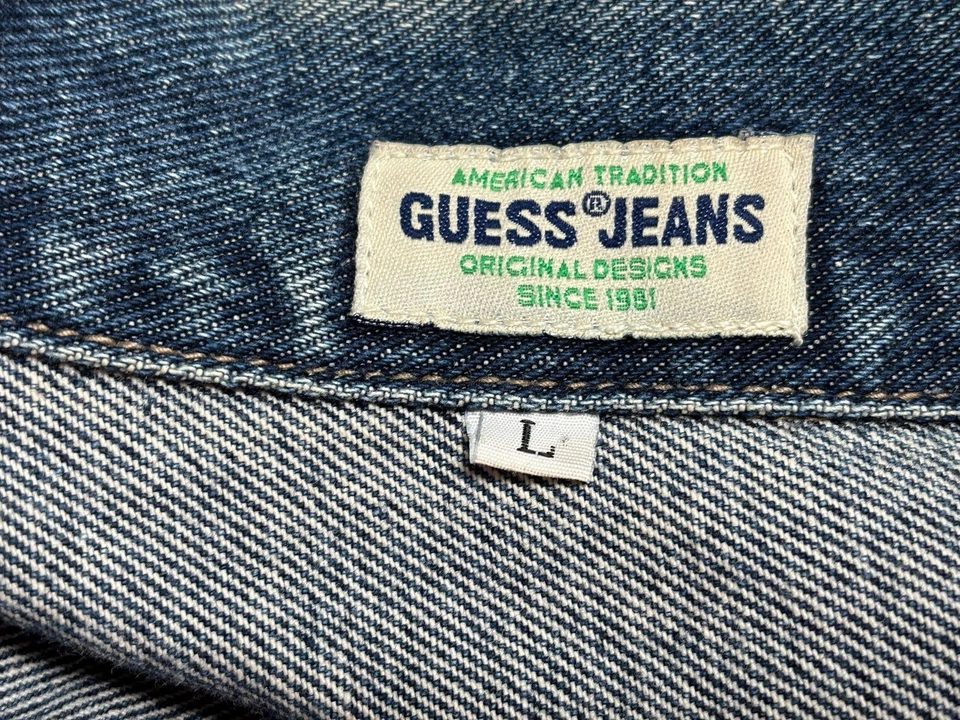 Vintage Guess Jeans Jacket Mens Large Blue Denim Trucker Made in USA 10807 90s - Image 3 of 4