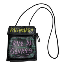 BALENCIAGA Explorer Graphic Leather Pouch Shoulder Bag Condition A