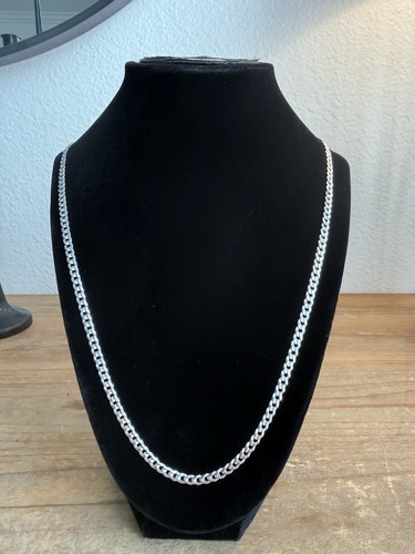 925 Sterling Silver Cuban Chain 4MM 24inch 10G 925 Italy stamped