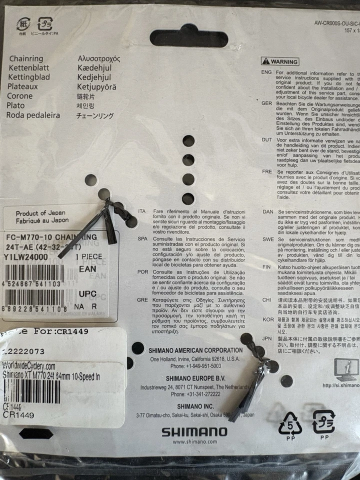 Plato Shimano 10 velocidades 64 mm 24T Devore XT Foto 2 de 2