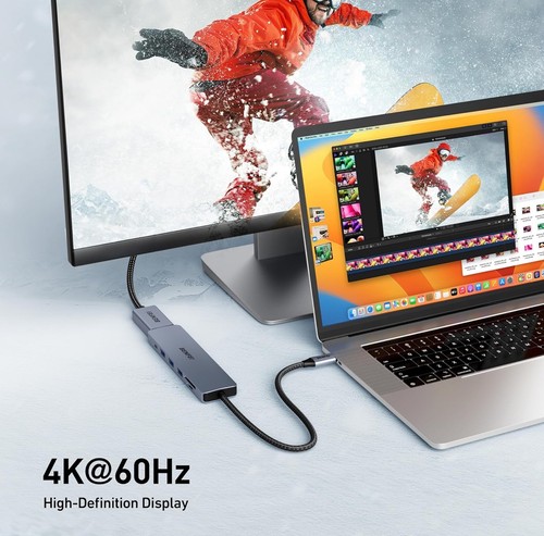 USB C Hub 7 in 1 Adapter mit HDMI 4K@60Hz, 100W PD Charging, 3 USB3.0 SD/TF Karte - Bild 3 von 7
