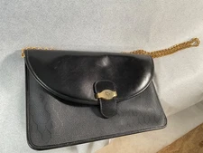 Pre-owned Authentic Christian Dior Honeycomb PVC Leather Navy Chain Shoulder 1-B