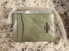 Coach zip card case with quilting pistachio Leather CEC51