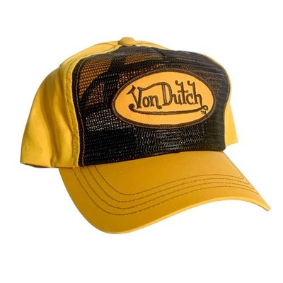 Von Dutch Trucker Hat Mustard Yellow Black Mesh Snapback Y2K Retro Kustommade