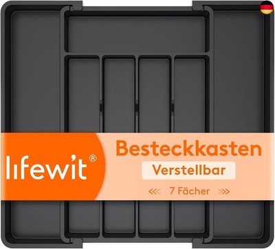Lifewit Besteckkasten für Schubladen 40 50, verstellbarer Kunststoff Organizer 