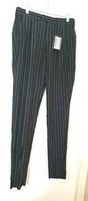 Prada Men Pants US 30/EU 46 unfinished Blue stripe pleat front strt/leg NWT 