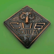 Vtg Boy Scouts of America BSA Cub Scout Paperweight Copper Tone Heavy Duty