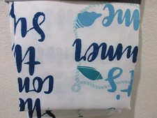 Coastal Nautical Beach Sea Shells Blue Fabric Shower Curtain 70" x 72"