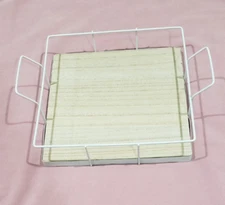 Horizon Group USA Decorative 10.5" Square Tray White Wire Blonde Wood Grain