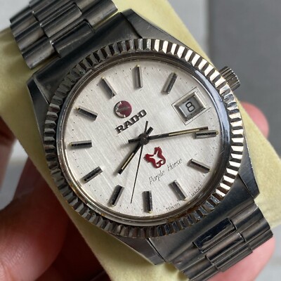 RARE Rado Purple Horse Silver Dial Fluted Bezel Automatic ETA