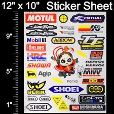 32pc 12x10 Reflective Sticker Decal Sheet - Motocross Dirt Bike Sponsors Logos