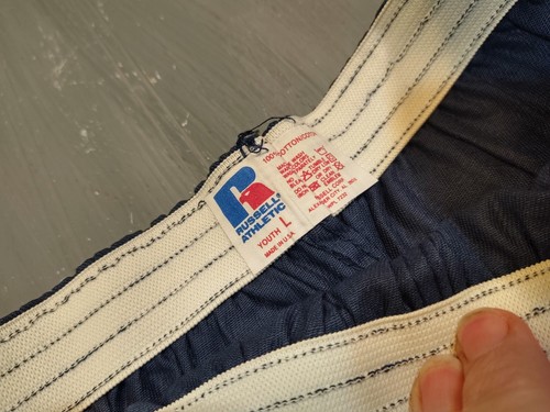 NOS vintage Russell athletic gym shorts 70s 80s made USA YOUTH LARGE NAVY - Picture 2 of 3