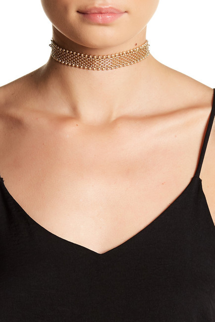 Nordstrom Melrose and Market Ball Mesh Wide Choker Necklace Gold NWT $45