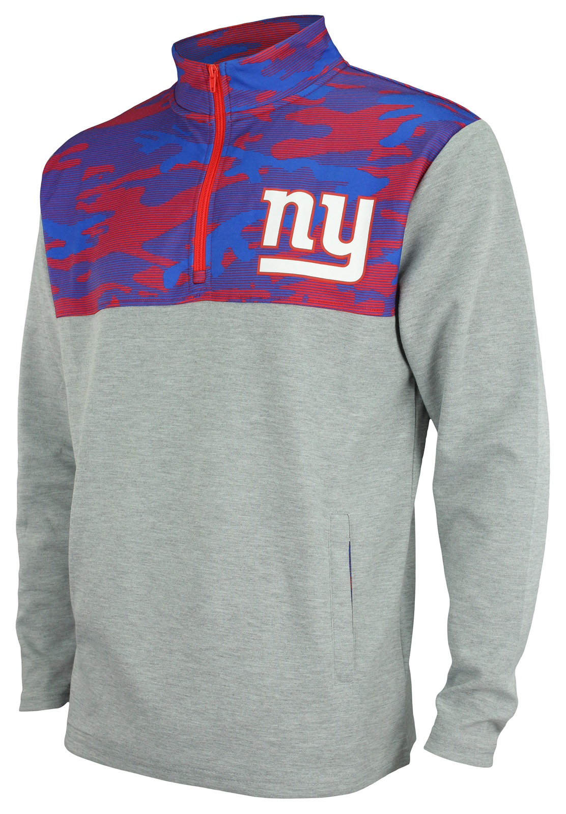 Флисовый пуловер Zubaz NFL Mens New York Giants на молнии 1/4 с камуфляжными линиями
