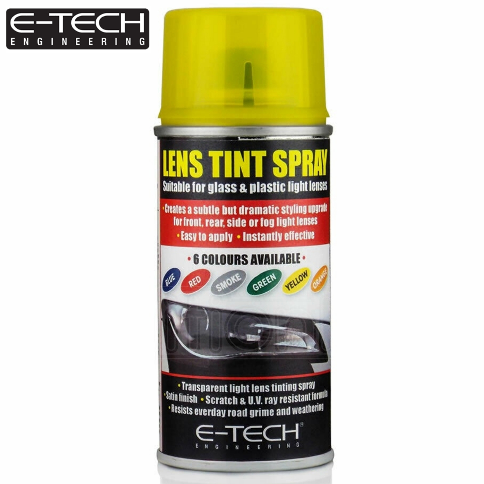 ETECH Yellow Headlight Tint Spray Glass Plastic Headlamp Car Motorbike