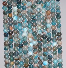 4MM WHITE BLUE APATITE GEMSTONE ROUND LOOSE BEADS 15.5"