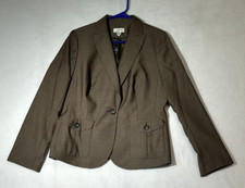 Ann Taylor Loft Notch Lapel One Button Blazer Womens Brown Long Sleeve Size 10P