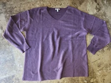 Womens Ella Moss Sweater Purple V-Neck Large L