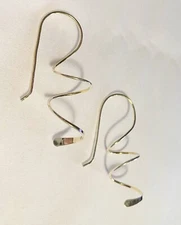 Freeform Swirl JCM Sterling Silver 925 Threader Pierced Dangle Drop Earrings