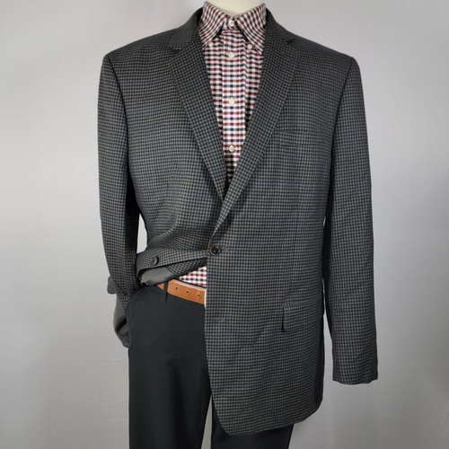 Michael Kors Men's Sport Coat Blazer Two Button Gray Black Checked Wool Sz 48L