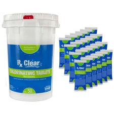 Rx Clear Stabilized Chlorine Tabs and Super Shock Kit (Various Options)
