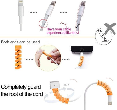 Protector Spiral wire Cord Saver for Usb Cable charger end Headphone Earphone - Photo 10 sur 11