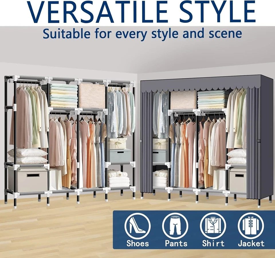 Armario ropero portátil de 67 pulgadas para colgar ropa - Image 4 of 4