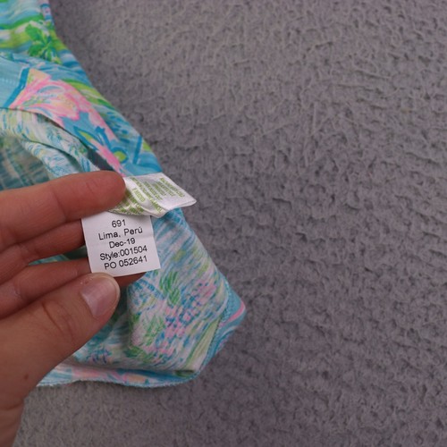 Lilly Pulitzer Etta Top Womens XS Multicolor V Neck Beach Golf Print Cotton - Picture 5 of 9