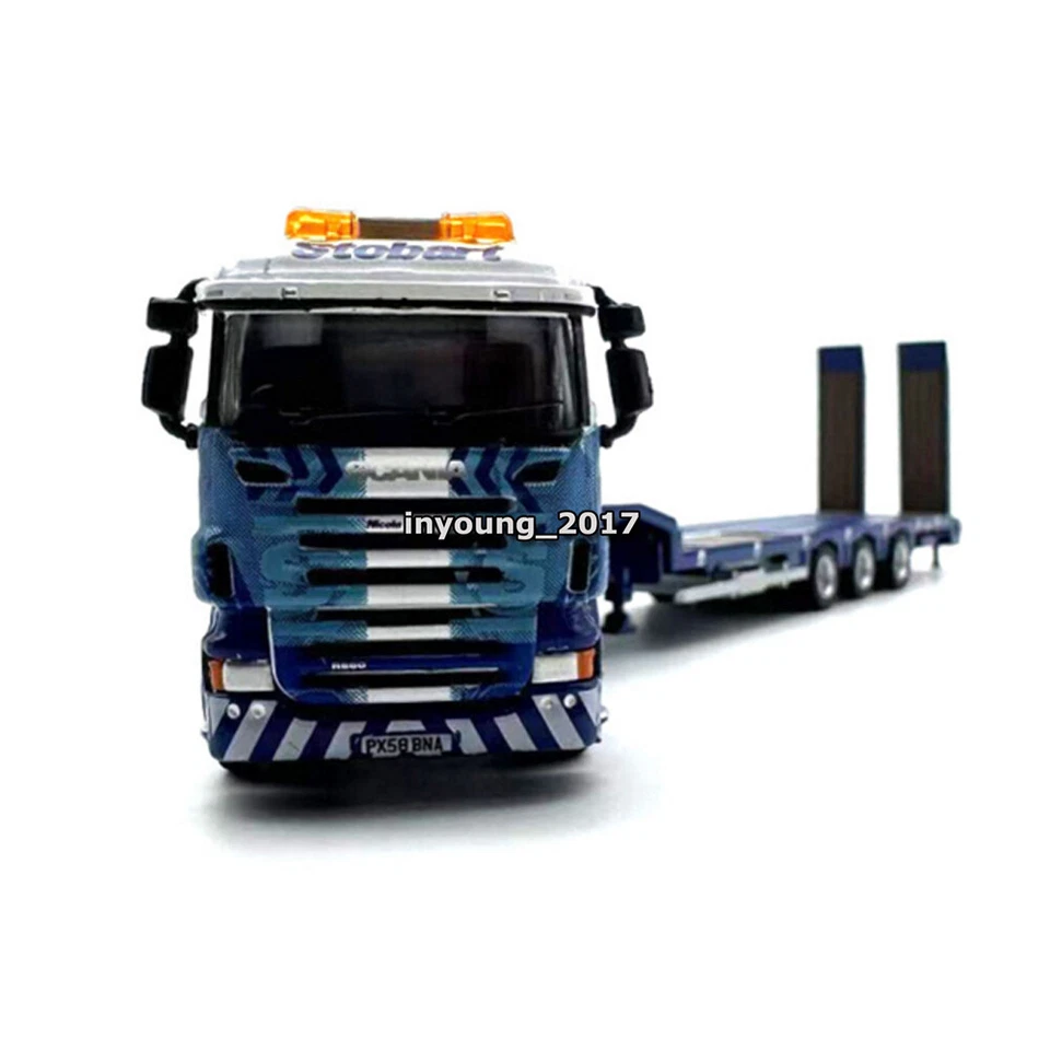 1/76 Scania 3 Axle Low Loader Semi Trailer Model Car Collectible Vehicle Blue - Image 3 of 4