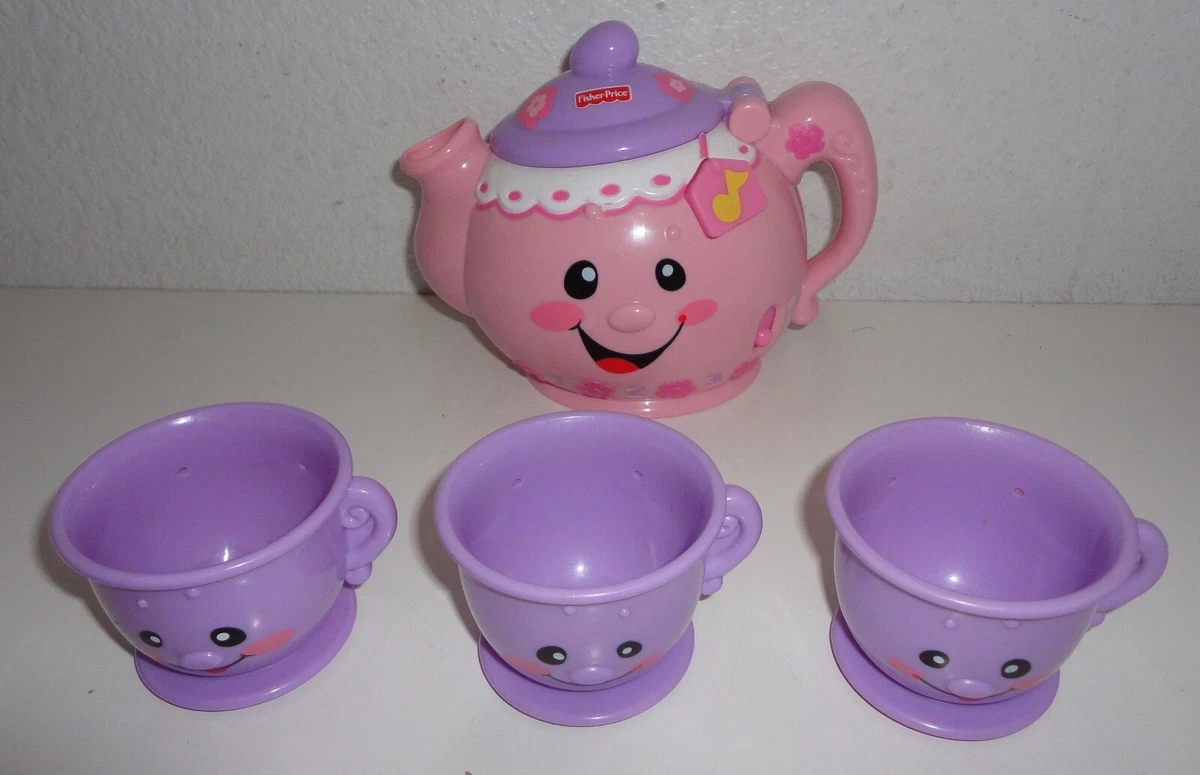 Fisher Price Laugh Learn Pretty Please Tea Set Tea Pot w 3 Cups