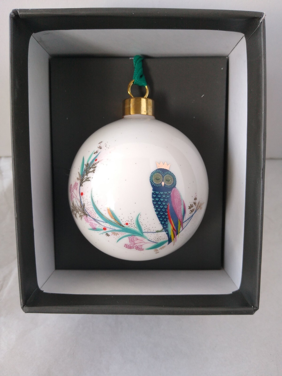 Portmeirion Sara Miller Christmas Bauble Ball Ornament Festive Owl