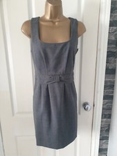 Ladies Next dark grey Blue Lined sleeveless pencil dress, size 12R VGC