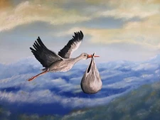 "SPECIAL DELIVERY" Acrylic Painting on 18 X 24 Canvas. Signed by Eric Fish