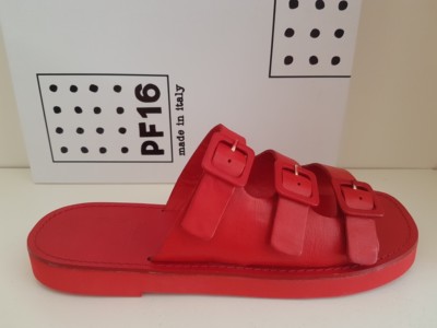 PF16 Sandalen Pantoletten Meer VITULLI rot Einlegesohle und 3 verstellbare Lederschnallen
