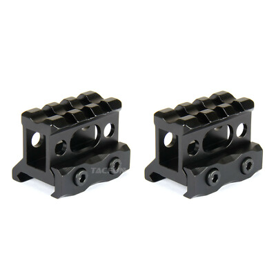 A PAIR Flat top 1'' See Through Riser Rail Mount 3 slot Picatinny Weaver