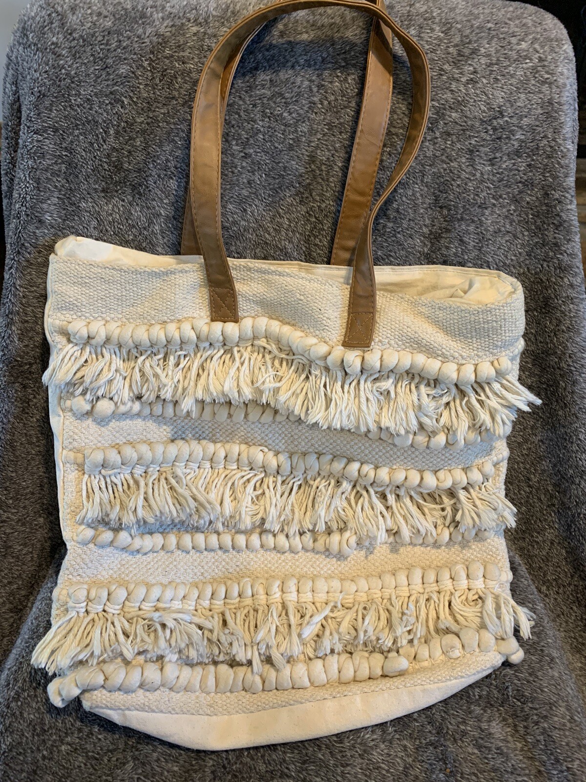 Straw Studios Macrame Bag, Large, Off White - image 1