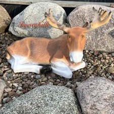 Elch Figur Dekofigur Rentier Lebensgro&szlig; liegend Weihnachts Deko Tierfigur Hirsch