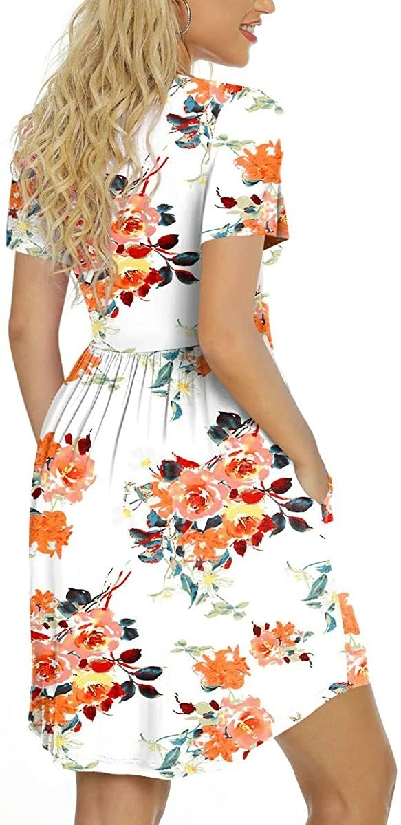 LONGYUAN Women s 2022 Summer Short Sleeve Casual Dresses Hide