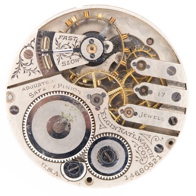 Elgin Grade 381 Model 6 16-Size 17-Jewel Antique Pocket Watch Movement, Ticks