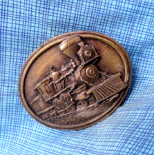 Steam Engine Dress Belt Buckle Train Railroad Railways Vtg 80s Bergamot .GMP063