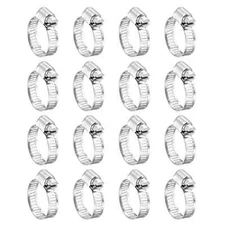 16 Pcs Hose Clamps, Stainless Steel SS201 5/8"- 1" (16-25mm) Pipe Screw Clamp