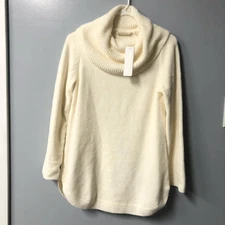 soft surroundings soft winds cowl neck sweater ivory fuzzy super soft size XS