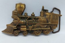 Vintage 1978 Solid Brass Heavy Train Shaped Locomotive Cutout Belt Buckle