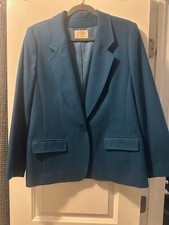 Vintage Pendleton 100% Virgin Wool Women's Teal Blazer Made in USA Size 10