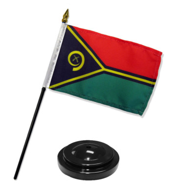 Vanuatu 4''x6'' Flag Desk Set Table Stick Black Base