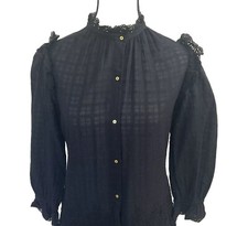 Ulla Johnson Black Embroidered Eyelet Cotton Button Up Dress Women’s Size 0