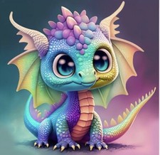 Cute Colorful Dragon Diamond Art Kit 30x30 Cm.