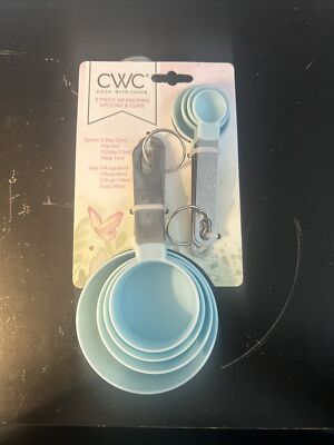 CWC Cook With Color 8 PC Measuring Spoons & Cups Set Minty Blue ...